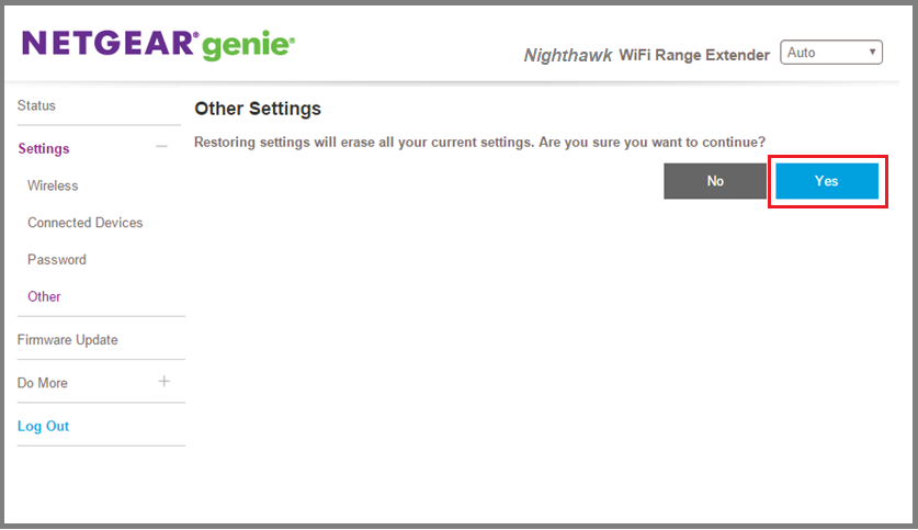Netgear extender reset using a web browser