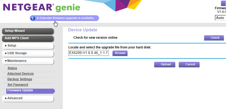 Netgear wifi extender firmware update