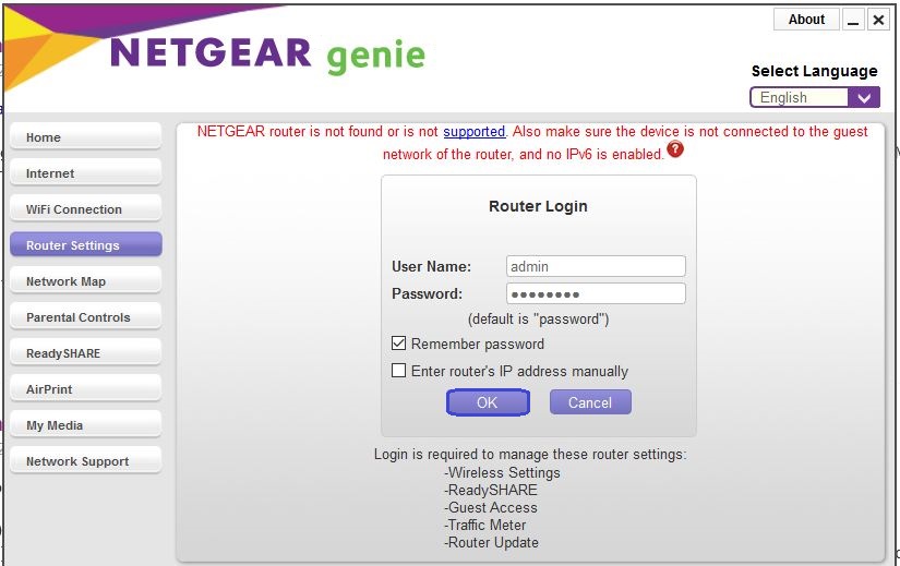 Netgear genie not working